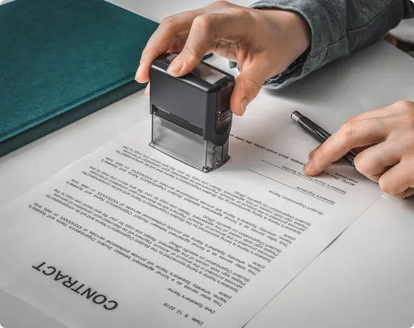 Permit documents being officially approved as part of the construction permitting process